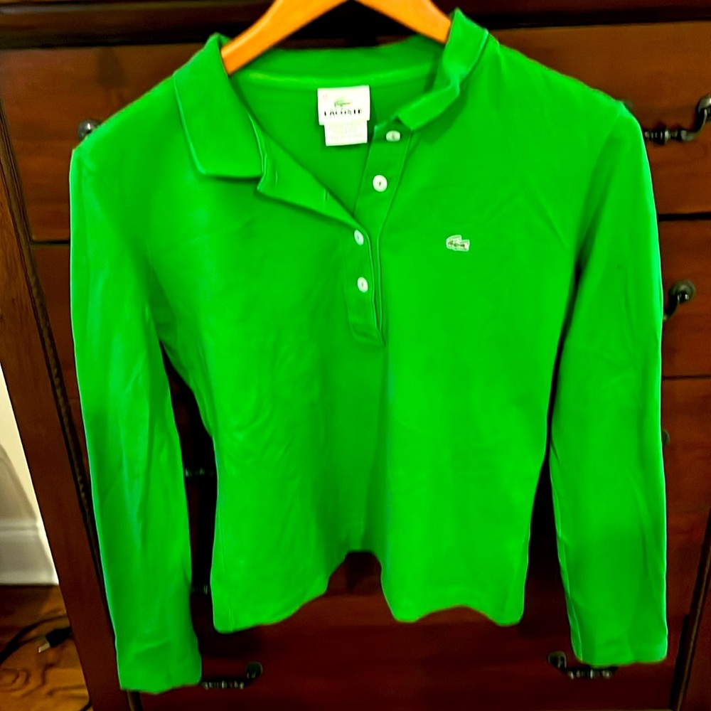 Lacoste Green Long Sleeve Polo Size 44